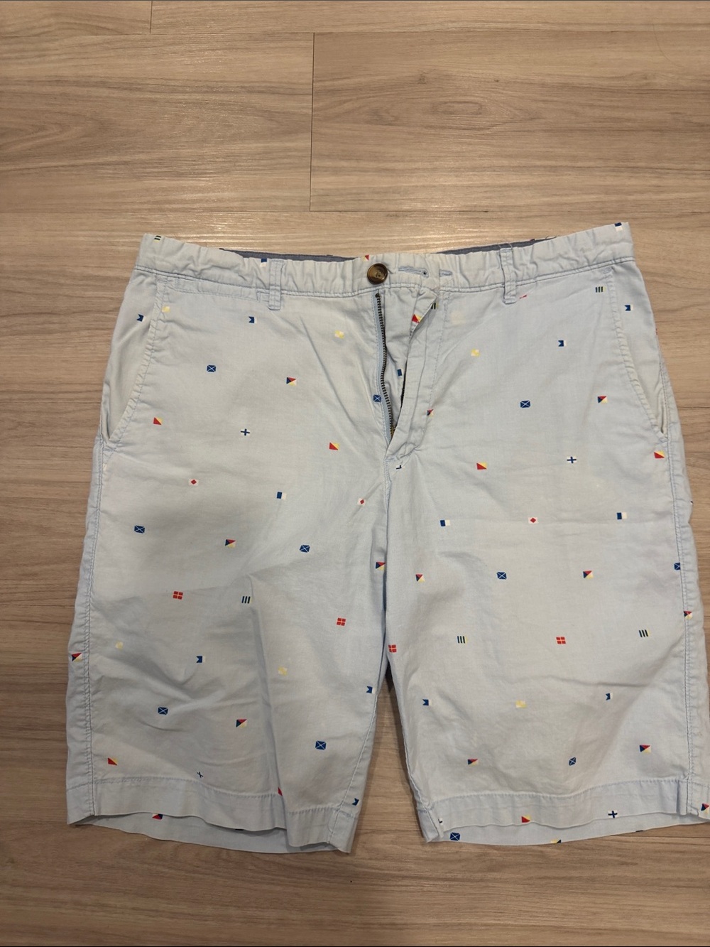 Merona Light Blue Embroidered Micro-Flag Flat Front Men’s Shorts